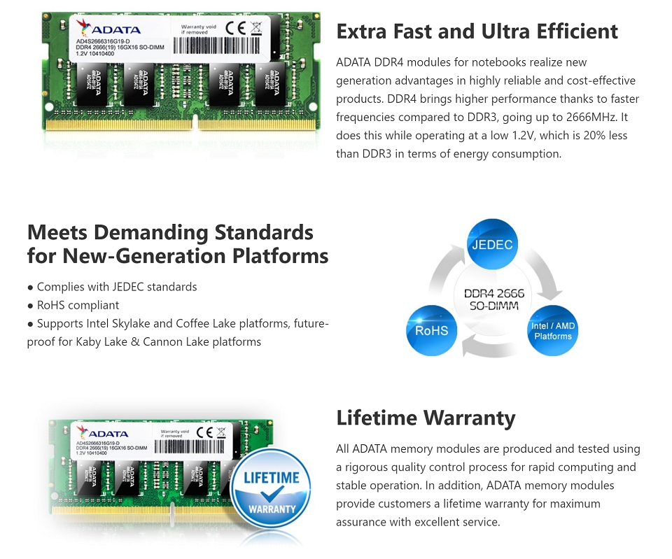 Buy ADATA 32GB (1x32GB) 2666MHz CL19 DDR4 SODIMM [AD4S2666732G19